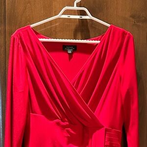 Red TAHARI Faux Wrap Dress Perfect for your Holiday Parties